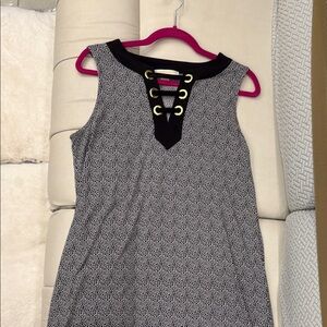 Michael Kors Black and White Dress with Gold Details Medium